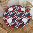thumbnail image 1 of PIKWEEK  Round Tablecloth, Chevron Tablecloth for Side Table, Navy Colored Minimalist, Fit Round Tables Diameter, for Indoor Outdoor Fits, Multicolor White, 1 of 7
