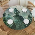 thumbnail image 1 of PIKWEEK  Round Tablecloth Fitted Waterproof Table Cover Watercolor Green Forest Plant Tree,Elastic Edged Washable Table Cloths for Kitchen Dinning Picnic Party Decor Bird Flying on Sky, 1 of 7