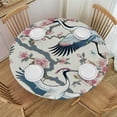 thumbnail image 1 of PIKWEEK  Round Tablecloth,Pink Flowers Cherry Peach Pear Pple Trees Butterflies Indoor &amp; Outdoor Table Cover for Christmas, Thanksgiving, Event,Fits Tables, 1 of 7
