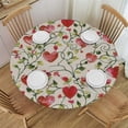 thumbnail image 1 of PIKWEEK  Round Tablecloth Roses and Pink Hearts Brunches Round Fitted Tablecloth with Elastic Edge, Waterproof Oil Proof Table Cloth Wipe Clean Table Cover for Indoor and Outdoor, 1 of 7