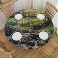 thumbnail image 1 of PIKWEEK  Round Tablecloth Stain Resistant Landscape Round Table Cover Green Grey Brown Polyester Table Cover for Kitchen Dinning Tabletop for Indoor Outdoor Kitchen Party, 1 of 7