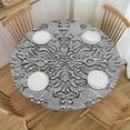 thumbnail image 1 of PIKWEEK  Round Tablecloth Stain Resistant Silver Round Fitted Tablecloth with Elastic Silver White Round Tables Cloths in Bulk for Wedding Parties for Birthday Parties Table Decorations, 1 of 7