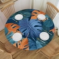 thumbnail image 1 of PIKWEEK Round Tablecloth for Picnic Dining Kitchen Farmhouse Palm Leaves with Lush Branches and Leaves White, 1 of 8