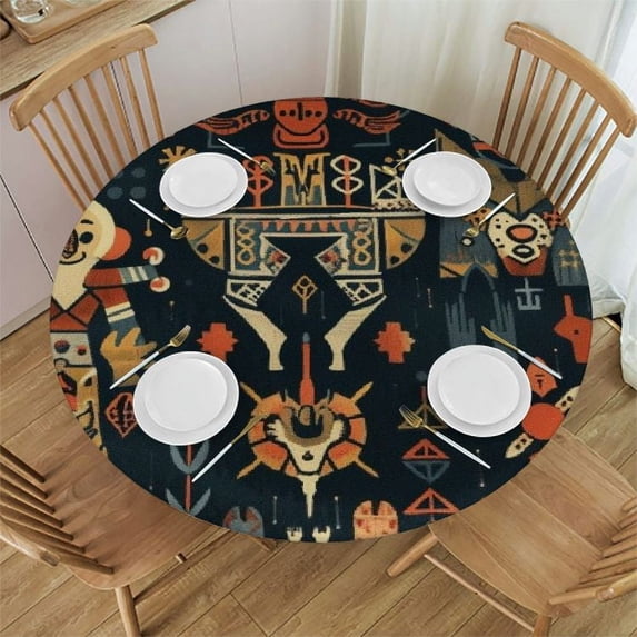 PIKWEEK Round Tablecloth for Picnic Dining Kitchen Farmhouse White