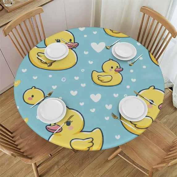 PIKWEEK Round Tablecloth with Elastic Edge Tablecloth Spill Proof Washable Table Cover for Kitchen Dining Party Outdoor Decor