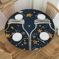 thumbnail image 1 of PIKWEEK Round Vinyl Fitted Tablecloth with Flannel Backing Elastic Table Cloth Waterproof Oil-Proof Plastic Table Cover Bottles Moon Stars Round Tablecloth, 1 of 7