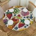 thumbnail image 1 of PIKWEEK  Round Vinyl Fitted Tablecloth with Flannel Backing Elastic Table Cloth Waterproof Oil-Proof Plastic Table Cover Candies Ice Cream Cake Round Tablecloth, 1 of 7