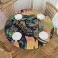 thumbnail image 1 of PIKWEEK  Round Vinyl Fitted Tablecloth with Flannel Backing Elastic Table Cloth Waterproof Oil-Proof Plastic Table Cover Indian Elephants Pineapples Round Tablecloth, 1 of 7