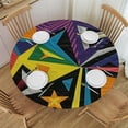 thumbnail image 1 of PIKWEEK  Round Vinyl Fitted Tablecloth with Flannel Backing Elastic Table Cloth Waterproof Oil-Proof Plastic Table Cover Triangle Pop Art Round Tablecloth, 1 of 7