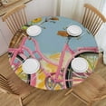 thumbnail image 1 of PIKWEEK Round Vinyl Fitted Tablecloth with Flannel Backing Elastic Table Cloth Waterproof Oil-Proof Plastic Table Cover Spring Bike Round Tablecloth, 1 of 7
