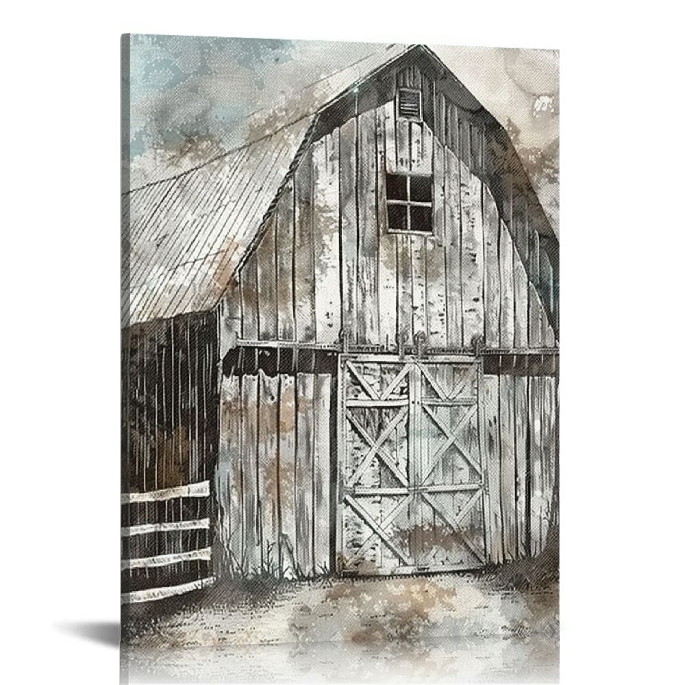 PIKWEEK Rustic Barn Canvas Prints Farmhouse Windmill Wall Decor Vintage ...