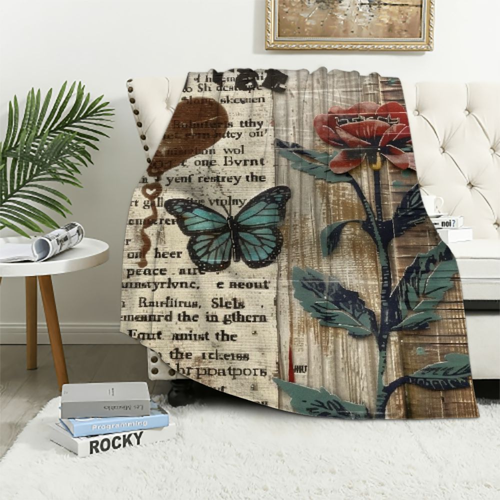 PIKWEEK Rustic Elegant Teal Tulip Throw Blankets, Bible Verse