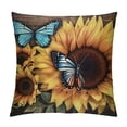 thumbnail image 1 of PIKWEEK  Rustic Sunflower Pillow Case Blue Butterflies Throw Pillow Covers Pillowslip Christmas Decorative Couch Pillow Cases Microfiber Pillow Square Cushion Cover for Sofa Bed Car, 1 of 5