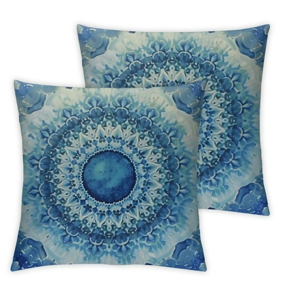 PIKWEEK  Set of 2 Retro Floral Mandala Compass Medallion Bohemian Pillow Covers Boho Decor Hippie Throw Pillows Colorful Decorative for Sofa Couch