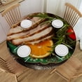 thumbnail image 1 of PIKWEEK  Small Round Tablecloth for Side Table, Christmas Waterproof Oil-Proof Table Cloth, Roasted Pork ham Served with Baked Potatoes, Fits Round Table Diameter, for Outdoor Indoor Use, White, 1 of 7
