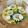 thumbnail image 1 of PIKWEEK Spring Floral Round Tablecloth, Fitted Table Cover with Elastic  Round Tables, Yellow Daisy Botanical Summer Table Cloth Outdoor Indoor Dinning Party Waterproof Tablecloths, 1 of 7