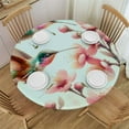 thumbnail image 1 of PIKWEEK  Spring Hummingbirds Round Fitted Tablecloth with Elastic Edge  Fitted Table Cloth for Round Table Circular Table Cover Waterproof Wipeable Round Elastic Table Cloth, 1 of 7