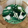 thumbnail image 1 of PIKWEEK Spring Summer Tropical Green Leaf Round Tablecloth Waterproof Resistant Fabric White, 1 of 8