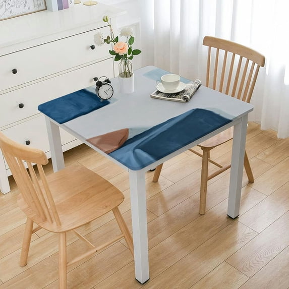 Wuche Square Fitted Table Cloths Modern Abstract Boho Style white