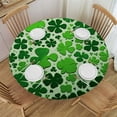 thumbnail image 1 of PIKWEEK St. Patrick's Day Clover, Elastic Fitted Edged Round Tablecloth Fade Resistant Anti-Shrink Table Cloth Washable Table Cover for Indoor or Outdoor and Anywhere You Wanna use it White, 1 of 7