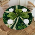 thumbnail image 1 of PIKWEEK St. Patrick's Day Green Spring Green Leaves Waterproof Resistant Fabric Round Tablecloth White, 1 of 8