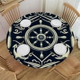 thumbnail image 1 of PIKWEEK  Steering Wheels Anchors Pattern Round Fitted Tablecloth Elastic Edge Waterproof Oil-Proof Table Cover Stain-Resistant Table Cloth Fits Round Tables, 1 of 7