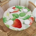 thumbnail image 1 of PIKWEEK Strawberry, Elastic Fitted Edged Round Tablecloth Fade Resistant Anti-Shrink Table Cloth Washable Table Cover for Indoor or Outdoor and Anywhere You Wanna use it White, 1 of 7