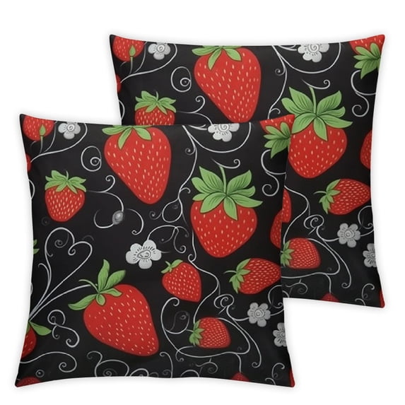 PIKWEEK Strawberry Throw Pillow Covers for Couch Sofa Bed, Set of 2 Kawaii Strawber Decorative Pillows Cushion Covers, Cute Summer Fruit Pillow Inserts Not Included,