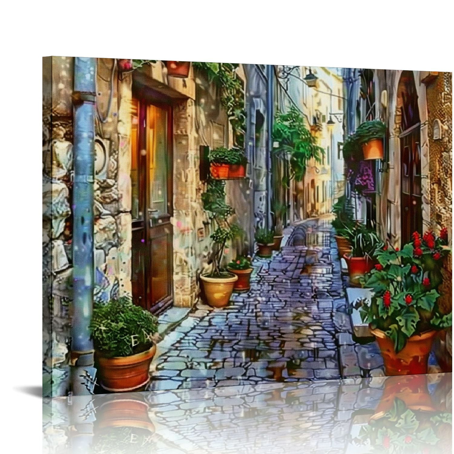 PIKWEEK Streets of Old Mediterranean Towns Flower Door Staircase