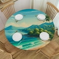 thumbnail image 1 of PIKWEEK Summer Beach Theme Palm Tree Tropical Sandy Sea Ocean Vocation Natural Plant Round Tablecloth Great for Home Kitchen/Parties/Holiday Dinner White, 1 of 8
