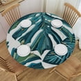 thumbnail image 1 of PIKWEEK Table Cloth Tropical Leaf Palm Pattern Comfy Decorative Beauty Round Table Cover White, 1 of 8
