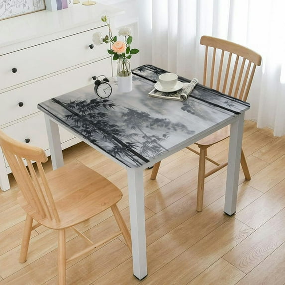 PIKWEEK Table Cover Japanese Bamboo Forest Asian Oriental Chinese Ink Landscape white