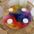 thumbnail image 1 of PIKWEEK Table Cover Orange Color Multicolored Watercolor Blot Beautiful White, 1 of 8