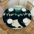 thumbnail image 1 of PIKWEEK Table Round Cover Elastic Edged Tablecloth, Vintage Black Animals Bear with Trees Fitted Circle Tables Cover Waterproof Wipeable Tabletop Protector Cloth for Indoor Outdoor Use Rural Style, 1 of 7