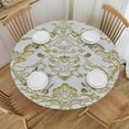 thumbnail image 1 of PIKWEEK TableCloths Round Moroccan Round Fitted Table Cloth White Indoor Outdoor Spillproof Washable Table Cover for Party Kitchen Dining Table, 1 of 7