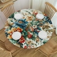 thumbnail image 1 of PIKWEEK Tablecloth Floral and Solid Accent Round Table Cover White, 1 of 8