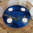 thumbnail image 1 of PIKWEEK Tablecloth Gold and Blue Abstract Art Round Table Cover White, 1 of 8