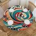 thumbnail image 1 of PIKWEEK Tablecloth Hawaiian Surfer Palm Trees Flowers Round Table Cover White, 1 of 8