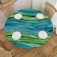 thumbnail image 1 of PIKWEEK Tablecloth Watercolor Stripped Waves Blue and Green Marine Sea Splash Round Table Cover White, 1 of 8