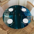 thumbnail image 1 of PIKWEEK Tablecloths Gold and Blue Abstract Art Round Table Cover White, 1 of 8