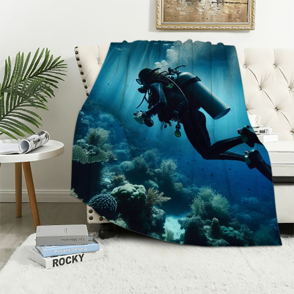 PIKWEEK Teal Ocean Whale Throw Blanket All Season,Jellyfish Killer