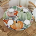 thumbnail image 1 of PIKWEEK  Thanksgiving Fall Round Tablecloth Watercolor Autumn Pumpkins Elastic Edged Tablecloth for Kitchen Dining Room Picnic Wedding Party Patio Washable Polyester Circle Table Cloth White, 1 of 7