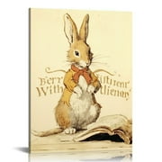 PIKWEEK The Velveteen Rabbit Book Cover Print - Perfect Vintage Book Store Decor and Gift for Literature Fans Yellow, Black, Beige