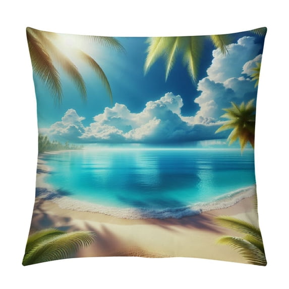 PIKWEEK Throw Pillow Cover Tropical Palm Tree Summer Holiday Outdoor Ocean Tree Leaf Beach Exotic Decor Lumbar Pillow Case Cushion for Sofa Couch Bed Standard QueenMultiple specifications