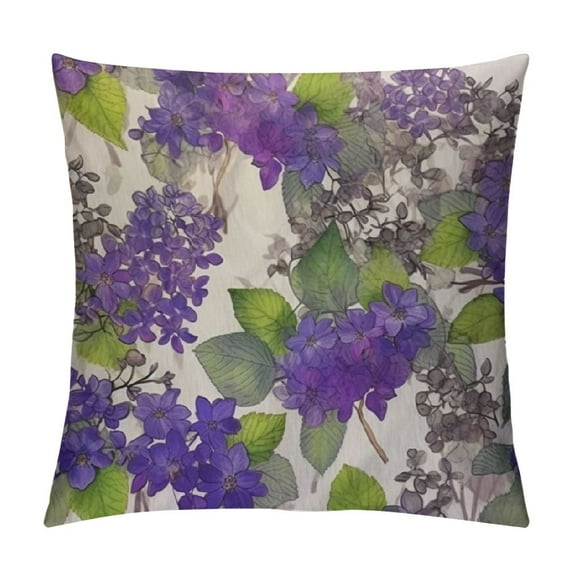 PIKWEEK Throw Pillow Cover Violet Watercolor Painting Colorful Wildflowers Floral Leaves Nature Rectangular Throw Pillow Covers for Couch Sofa Home Decor