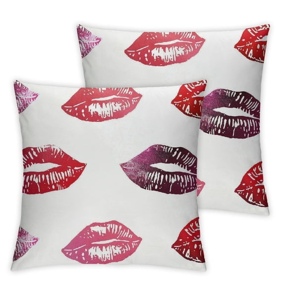 PIKWEEK Throw Pillow Covers Pink Nude Lipstick Watercolor On Black Care Color Cosmetic Design Lip Zippered Cushion  A set of two  Multiple specifications White