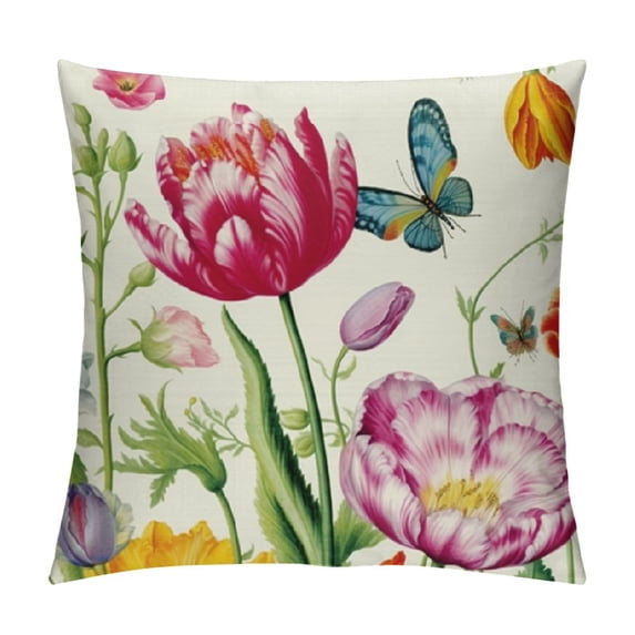 PIKWEEK Tulip Spring Floral Pillow Covers Farmhouse Garden Colorful Pillows Case for Patio Sofa Bed Home Decor