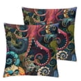 thumbnail image 1 of Wuche VARON Square Pillow Cover Cartoon Fun Colored Octopus tentacle Pattern Pillow Cover Decorative Home, Bedroom, Sofa Pillow Cover, Various Sizes, Set of 2 White, 1 of 7