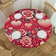 thumbnail image 1 of PIKWEEK  Valentine's Day Heart  Round Tablecloth, Fitted Round Table Cloth with Elastic Edge Wipeable Table Protector for Indoor Outdoor Party Picnic, 1 of 7