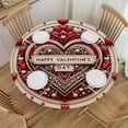 thumbnail image 1 of Wuche  Valentines Day Round Tablecloth, Fitted Round Table Cloth with Elastic Edge Wipeable Table Protector for Indoor Outdoor Party Picnic, 1 of 7